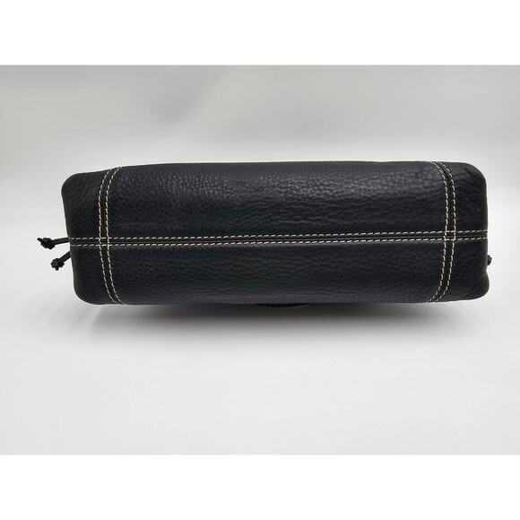 Y2K Dooney & Bourke Black Pebbled Leather Mini East West Slouch Hobo Duck Charm - Picture 7 of 14